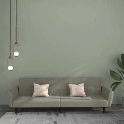 Canapea extensibilă cu 2 locuri, gri deschis, catifea GartenMobel Dekor