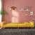 Canapea extensibilă cu 2 locuri, 2 perne, galben, textil GartenMobel Dekor