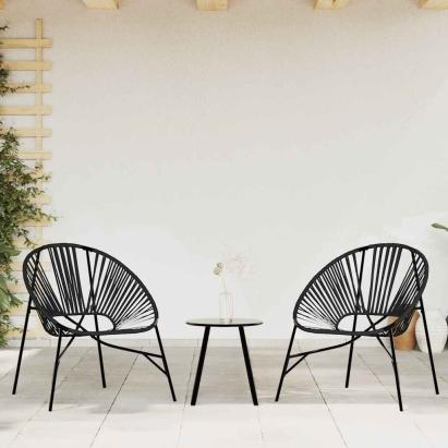 Set scaune de grădină 3 buc Poly Rattan negru GartenMobel Dekor