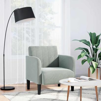 Canapea scaun cu cotiere Gri deschis 54 cm catifea GartenMobel Dekor