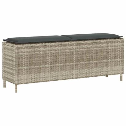 Bancă de grădină cu pernă gri deschis 110x30x40,5 cm Poly Ratan GartenMobel Dekor