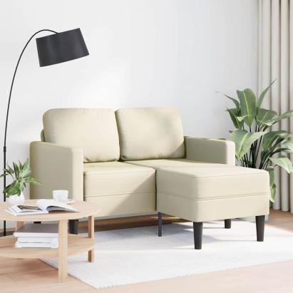 Canapea cu 2 locuri cu șezlong în formă de L crem 125 cm GartenMobel Dekor