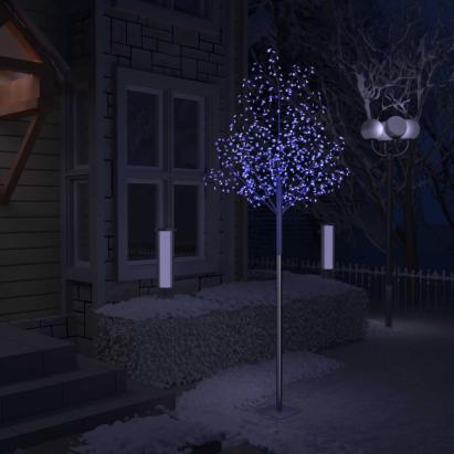 Pom Crăciun, 600 LED-uri lumină albastră, flori de cireș 300 cm GartenMobel Dekor