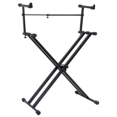 Set suport dublu claviatură, cadru în formă de X, negru GartenMobel Dekor