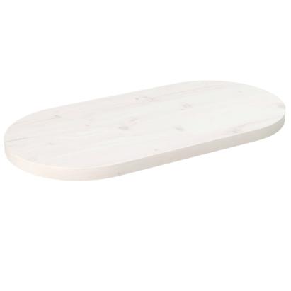 Blat de masă, alb, 70x35x2,5 cm, lemn masiv de pin, oval GartenMobel Dekor