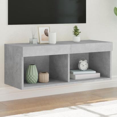 Comodă TV cu lumini LED, gri beton, 80x30x30 cm GartenMobel Dekor