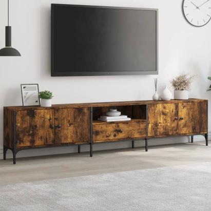 Comodă TV cu sertar, stejar fumuriu 200x25x44 cm lemn prelucrat GartenMobel Dekor
