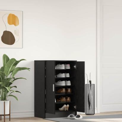 Dulap Pantofi Stejar Negru 60x35x92 cm Lemn prelucrat GartenMobel Dekor