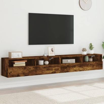 Dulapuri TV de perete 2 buc. stejar fumuriu 100x30x30 cm lemn GartenMobel Dekor