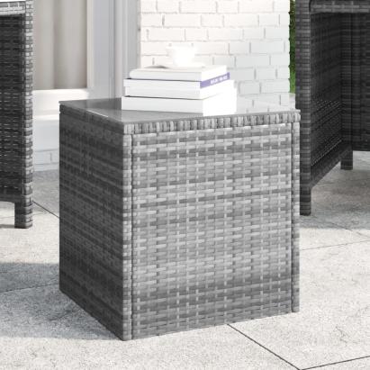 Masă laterală, gri, 40x37x40,5 cm poliratan/sticlă securizată GartenMobel Dekor