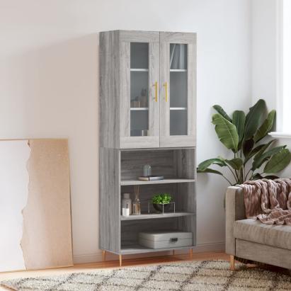 Dulap înalt, gri sonoma, 69,5x34x180 cm, lemn compozit GartenMobel Dekor