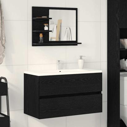 Oglindă de baie Stejar negru 60x10,5x45 cm lemn prelucrat GartenMobel Dekor
