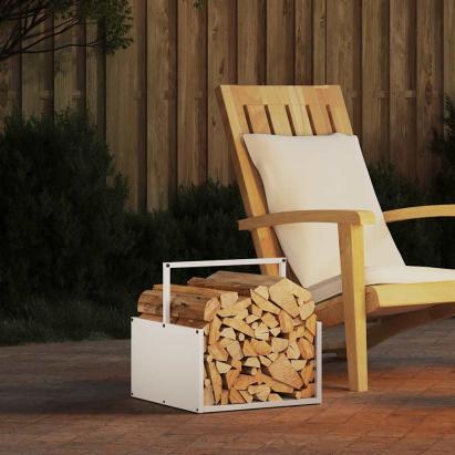 Suport pentru lemne de foc alb 40x40x40 cm Oțel laminat la rece GartenMobel Dekor