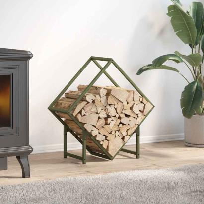 Suport pentru lemne de foc Verde măsline Oțel laminat la rece GartenMobel Dekor