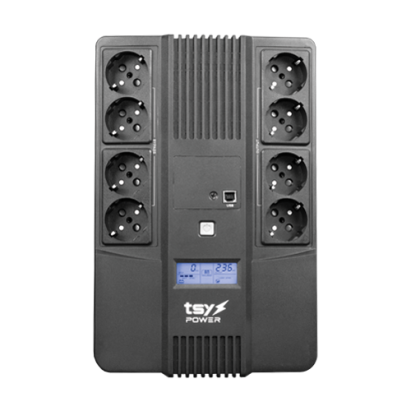 UPS TSY Power, 1000VA/600W, LCD, line interactive, 8 x Schuko TSY-D-1K0-LCD SafetyGuard Surveillance