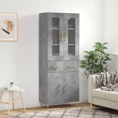 Dulap înalt, gri beton, 69,5x34x180, lemn compozit GartenMobel Dekor