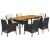 Set mobilier de grădină cu perne, 7 piese, negru, poliratan GartenMobel Dekor