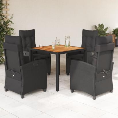 Set mobilier de grădină cu perne, 5 piese, negru, poliratan GartenMobel Dekor