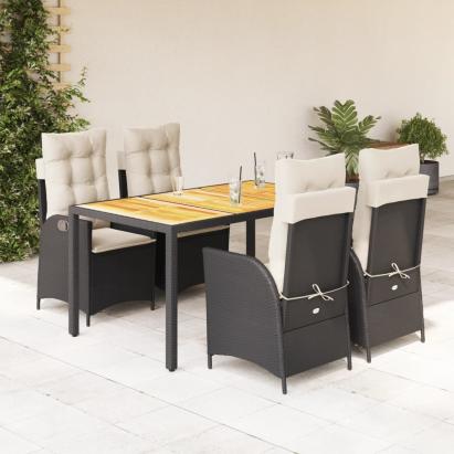 Set mobilier de grădină cu perne, 5 piese, negru, poliratan GartenMobel Dekor