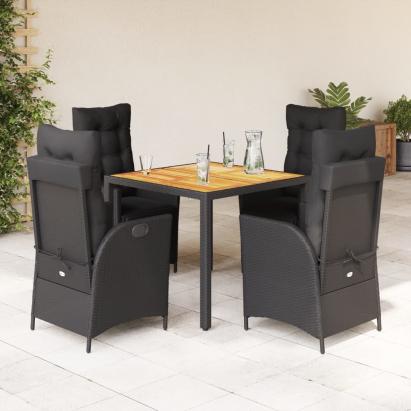 Set mobilier de grădină cu perne, 5 piese, negru, poliratan GartenMobel Dekor