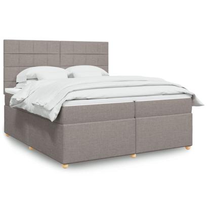 Pat box spring cu saltea, gri taupe, 200x200 cm, textil GartenMobel Dekor