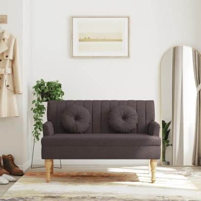 Banchetă cu perne, maro închis, 113x64,5x75,5 cm, textil GartenMobel Dekor