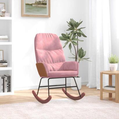 Scaun balansoar, roz, catifea GartenMobel Dekor