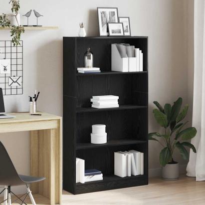Bibliotecă cu 4 etaje Stejar negru 80x24x143 cm Lemn prelucrat GartenMobel Dekor