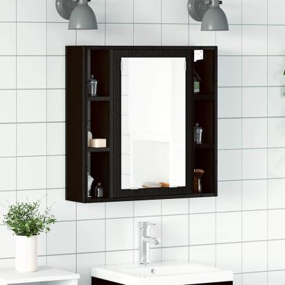 Dulap cu oglindă de baie stejar negru 60x16x60cm lemn prelucrat GartenMobel Dekor