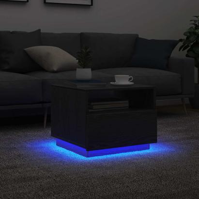 Masuta de cafea cu lumini LED Stejar negru 50x49x40 cm GartenMobel Dekor