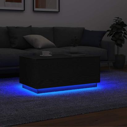 Masuta de cafea cu lumini LED Stejar negru 90x49x40 cm GartenMobel Dekor
