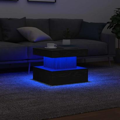 Masuta de cafea cu lumini LED Stejar negru 50x50x40 cm GartenMobel Dekor
