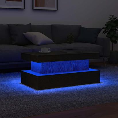 Masuta de cafea cu lumini LED Stejar negru 90x50x40 cm GartenMobel Dekor
