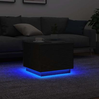 Masuta de cafea cu lumini LED Stejar negru 50x50x40 cm GartenMobel Dekor
