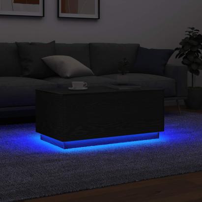 Masuta de cafea cu lumini LED Stejar negru 90x50x40 cm GartenMobel Dekor