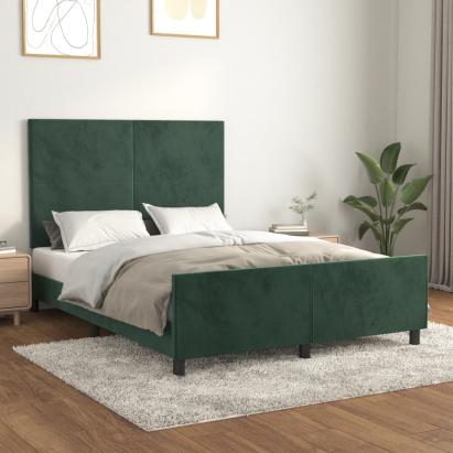Cadru de pat fără saltea, verde închis, 140x190 cm, catifea GartenMobel Dekor