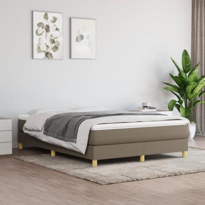 Pat box spring cu saltea, gri taupe, 140x200 cm, textil GartenMobel Dekor
