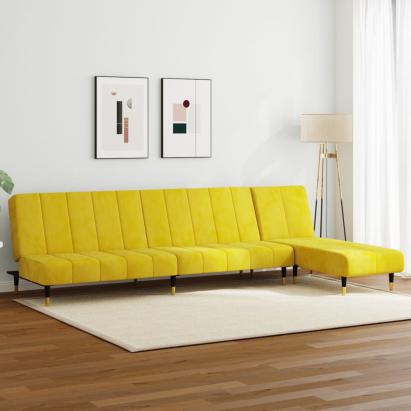 Set canapea 2 piese, galben, catifea GartenMobel Dekor