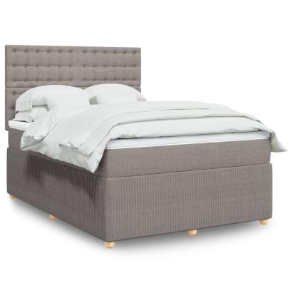 Pat box spring cu saltea, gri taupe, 140x200 cm, textil GartenMobel Dekor