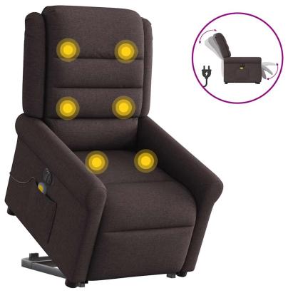 Fotoliu electric masaj rabatabil cu ridicare maro închis textil GartenMobel Dekor