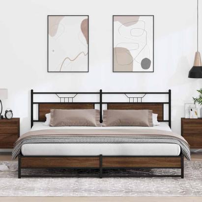 Cadru de pat metalic fără saltea, stejar maro, 193x203 cm GartenMobel Dekor