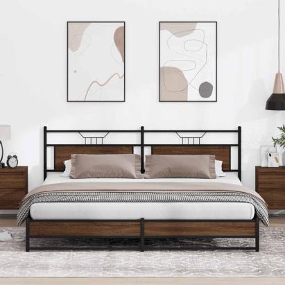 Cadru de pat metalic fără saltea, stejar maro, 200x200 cm GartenMobel Dekor
