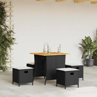 Set mobilier de grădină cu perne, 5 piese, negru, poliratan GartenMobel Dekor