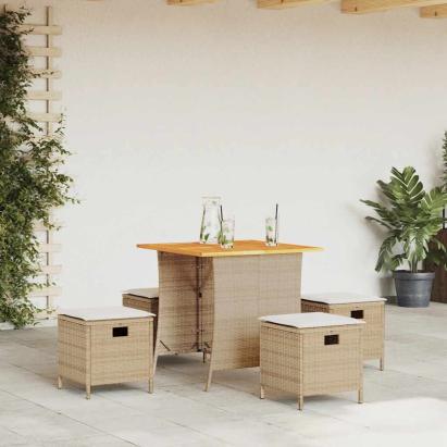 Set mobilier de grădină cu perne, 5 piese, bej, poliratan GartenMobel Dekor