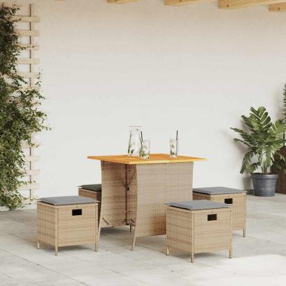 Set mobilier de grădină cu perne, 5 piese, bej, poliratan GartenMobel Dekor