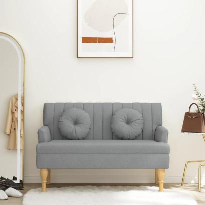 Banchetă cu perne, gri deschis, 113x64,5x75,5 cm, textil GartenMobel Dekor