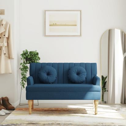 Banchetă cu perne, albastru, 113x64,5x75,5 cm, textil GartenMobel Dekor