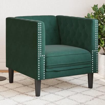 Fotoliu Chesterfield, verde închis, catifea GartenMobel Dekor
