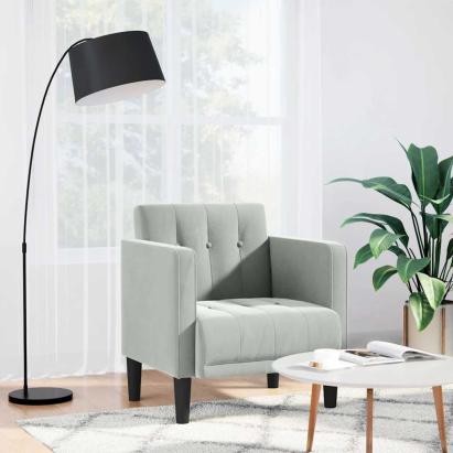 Canapea scaun cu cotiere, gri deschis, 53 cm, catifea GartenMobel Dekor