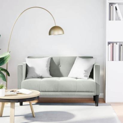 Canapea loveseat, gri deschis, 111 cm, catifea GartenMobel Dekor